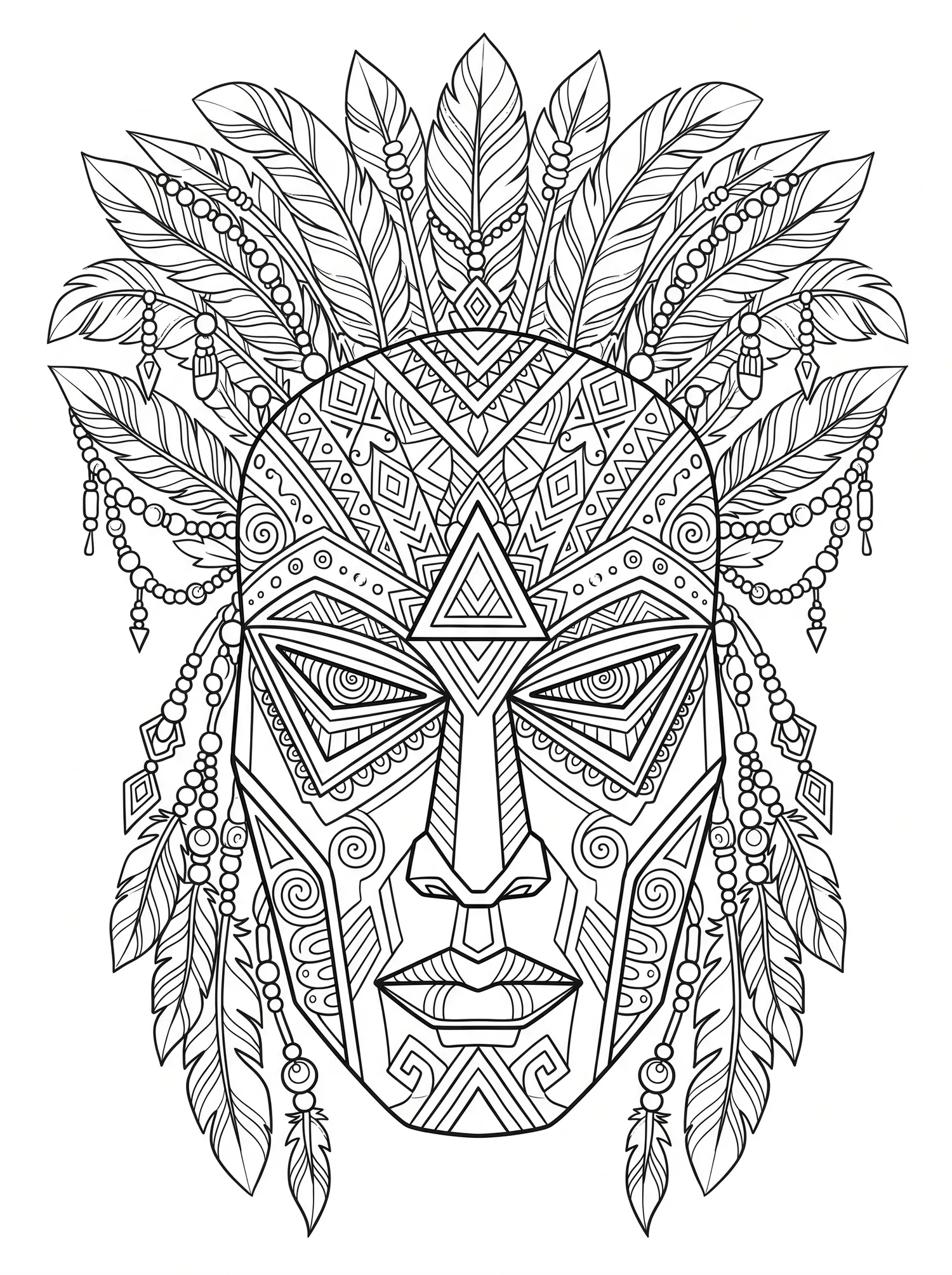 Masque Cérémoniel Original, Coloriage art à imprimer gratuitement